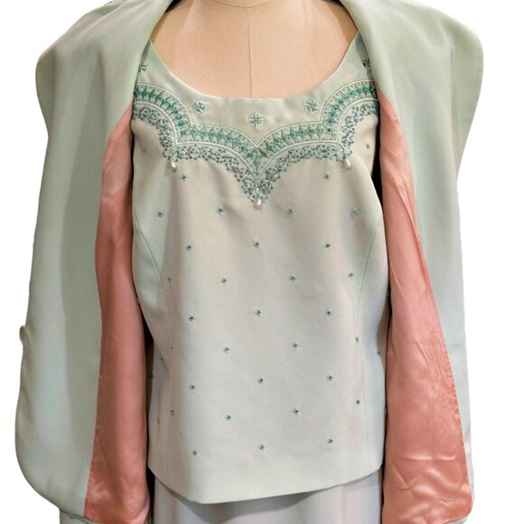 John Meyer of Norwich Womens Mint Green 3 PC Skirt Suit Size 18W Plus Beaded - Picture 8 of 16